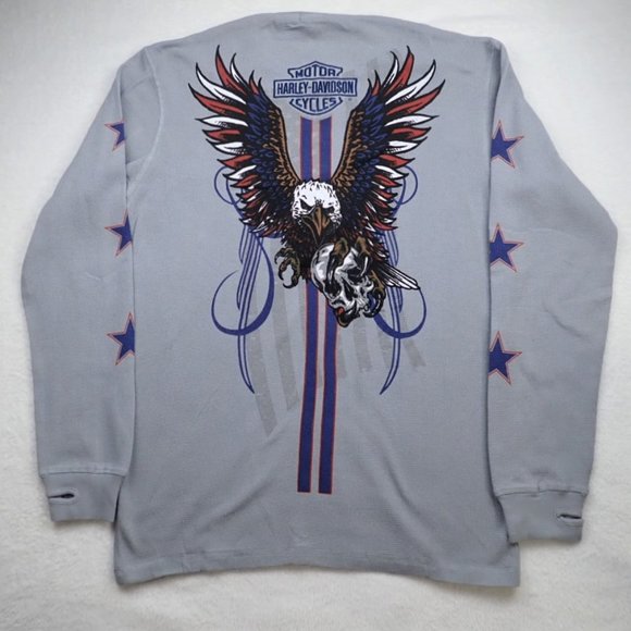 HARLEY DAVIDSON Cafe Las Vegas Mens XL Long Sleeve Waffle Graphic Shirt - Picture 1 of 5